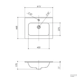 Wastafel Boss & Wessing Pakaru 61x46,5x17 Glans Wit (1 Kraangat) -Sealkin Badkamermeubilair Winkel wastafel bws pakaru was102637 tech