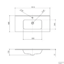 Wastafel Boss & Wessing Pakaru Met Overloop Glans Wit (ALLE MATEN) -Sealkin Badkamermeubilair Winkel wastafel bws pakaru was104601 tech 2