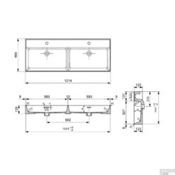 Wastafel Dubbel Plieger Kansas 2 Kraangaten 120x46,6 Cm Met Overloop Mat Wit -Sealkin Badkamermeubilair Winkel wastafel dubbel salenzi 120x45 cm mat wit tech