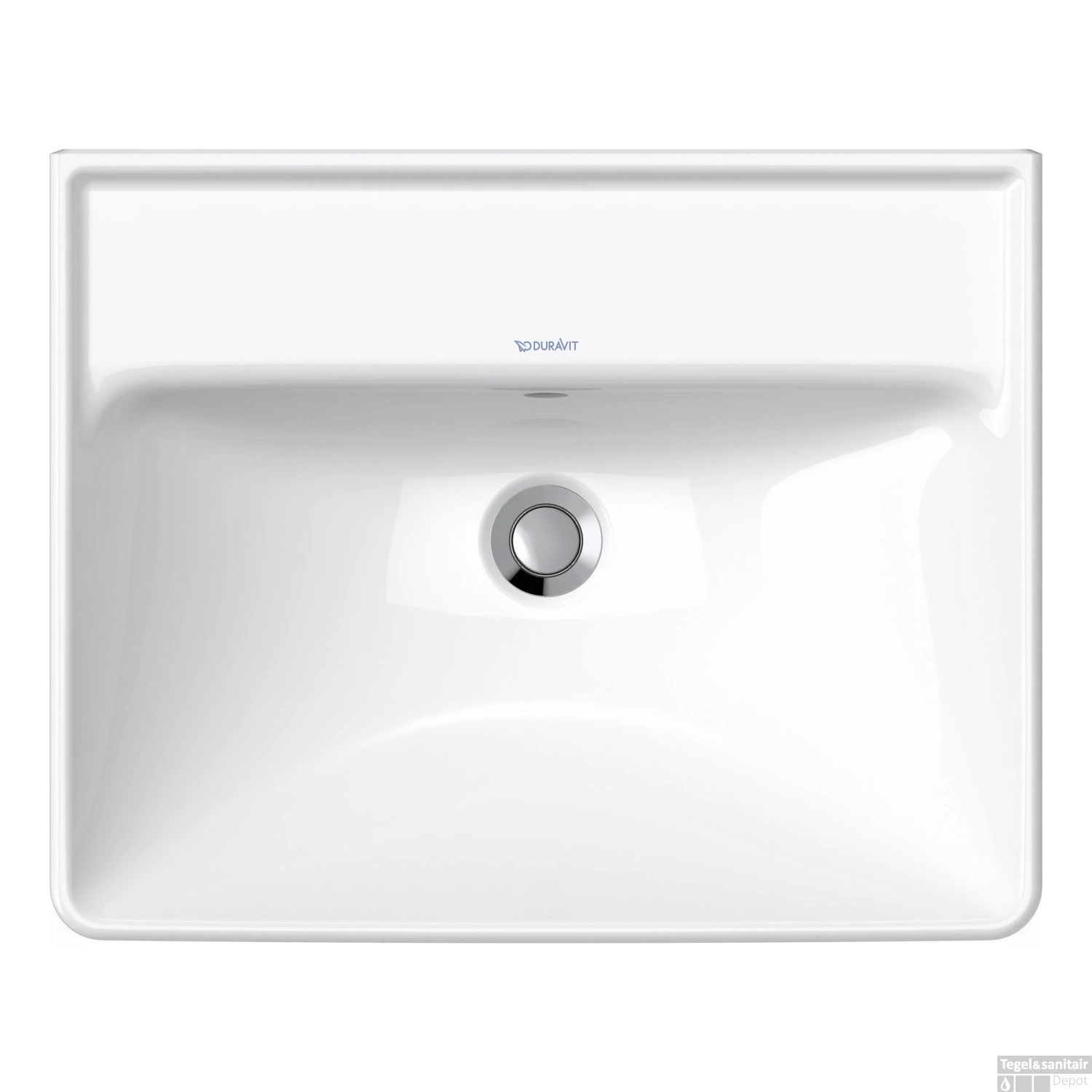 Wastafel Duravit D-Neo Met Overloop Kraanvlak Zonder Kraangat 55 Cm Hoogglans Wit - Afbeelding 2