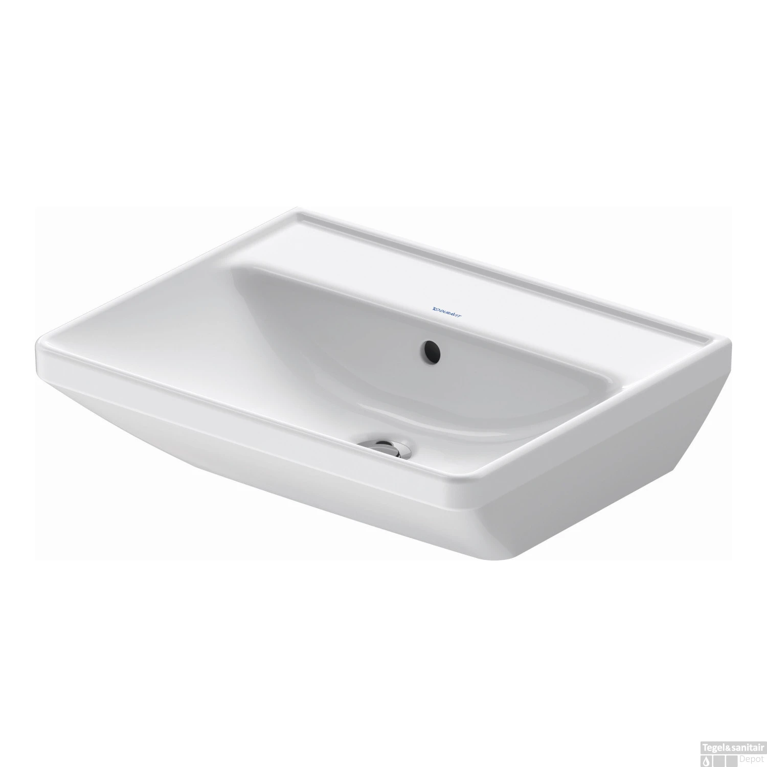 Wastafel Duravit D-Neo Met Overloop Kraanvlak Zonder Kraangat 55 Cm Hoogglans Wit