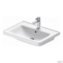 Wastafel Duravit D-Neo Met Rand Overloop Kraanvlak 1 Kraangat 65 Cm Hoogglans Wit