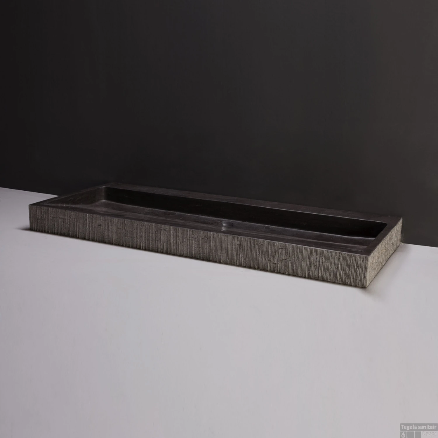 Wastafel Forzalaqua Oslo Hardsteen Gefrijnd Zonder Kraangat Antraciet 120,5x51,5x9 Cm