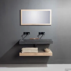 Wastafel Forzalaqua Stockholm Hardsteen Gezoet Met Kraangat 60x40x9 Cm -Sealkin Badkamermeubilair Winkel wastafel forzalaqua stockholm hardsteen gezoet met kraangat 60x40x9 cm sfeer2