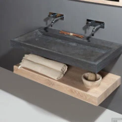 Wastafel Forzalaqua Stockholm Hardsteen Gezoet Zonder Kraangat 60x40x9 Cm