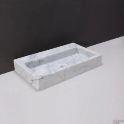 Wastafel Forzalaqua Taranto Carrara Gepolijst 50x30x8 Cm Grijs Zonder Kraangat