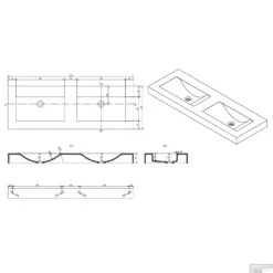 Wastafel Ideavit Solidvolo 140x48x11 Cm Solid Surface Mat Wit -Sealkin Badkamermeubilair Winkel wastafel ideavit solidvolo 140x48x11 cm solid surface mat wit tec