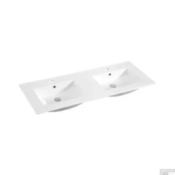 Wastafel Sanilux Classic 120x47x2,5 Cm Keramiek Wit Dubbel (twee Kraangaten)