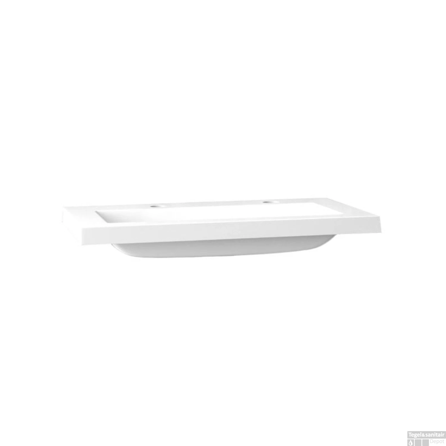 Wastafel Sanilux Compact Mineraalmarmer 2 Kraangaten 120 Cm Wit 4 Wastafel Sanilux Compact Mineraalmarmer 2 Kraangaten 120 Cm Wit - Afbeelding 2