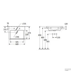 Wastafel Villeroy & Boch Subway 3.0 1 Kraangat Geen Overloop 60x47x16.5 Cm Wit Alpin -Sealkin Badkamermeubilair Winkel wastafel villeroy boch subway 3.0 60x47x16.5 cm wit alpin tech 2