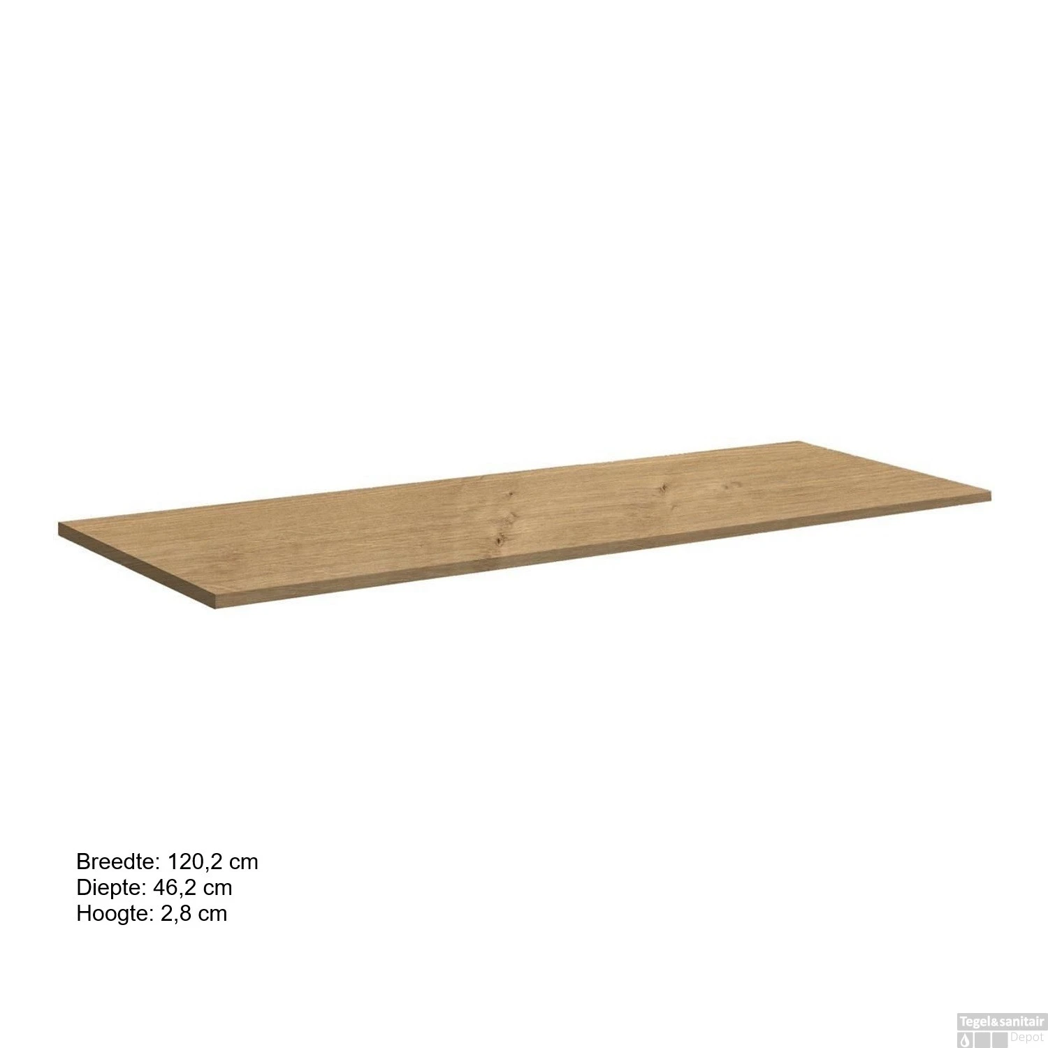 Wastafelblad Allibert Aston 120,2x46,2x2,8 Cm Gemelamineerd Eik Arlington 4 Wastafelblad Allibert Aston 120,2x46,2x2,8 Cm Gemelamineerd Eik Arlington - Afbeelding 2