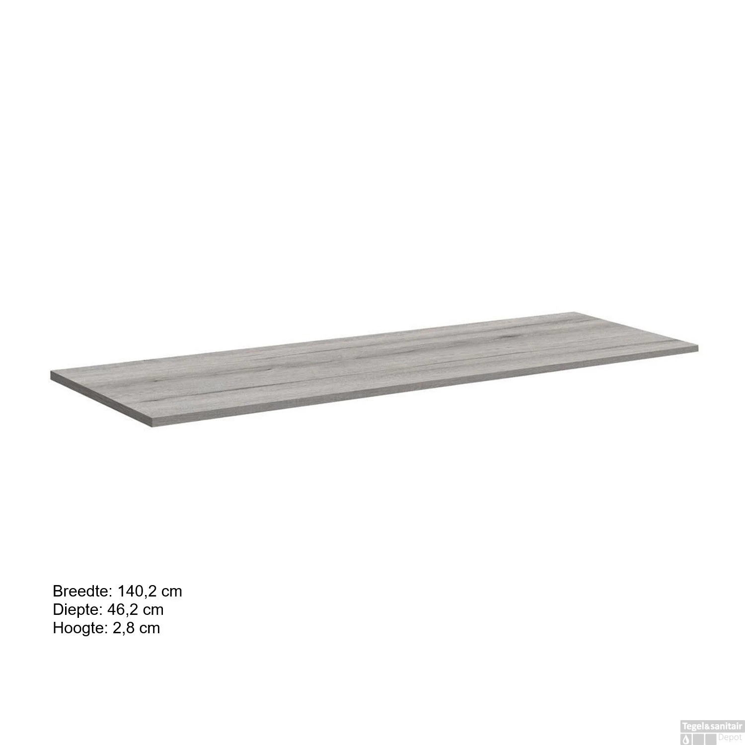 Wastafelblad Allibert Aston 140,2x46,2x2,8 Cm Gemelamineerd Eik Vintage - Afbeelding 2