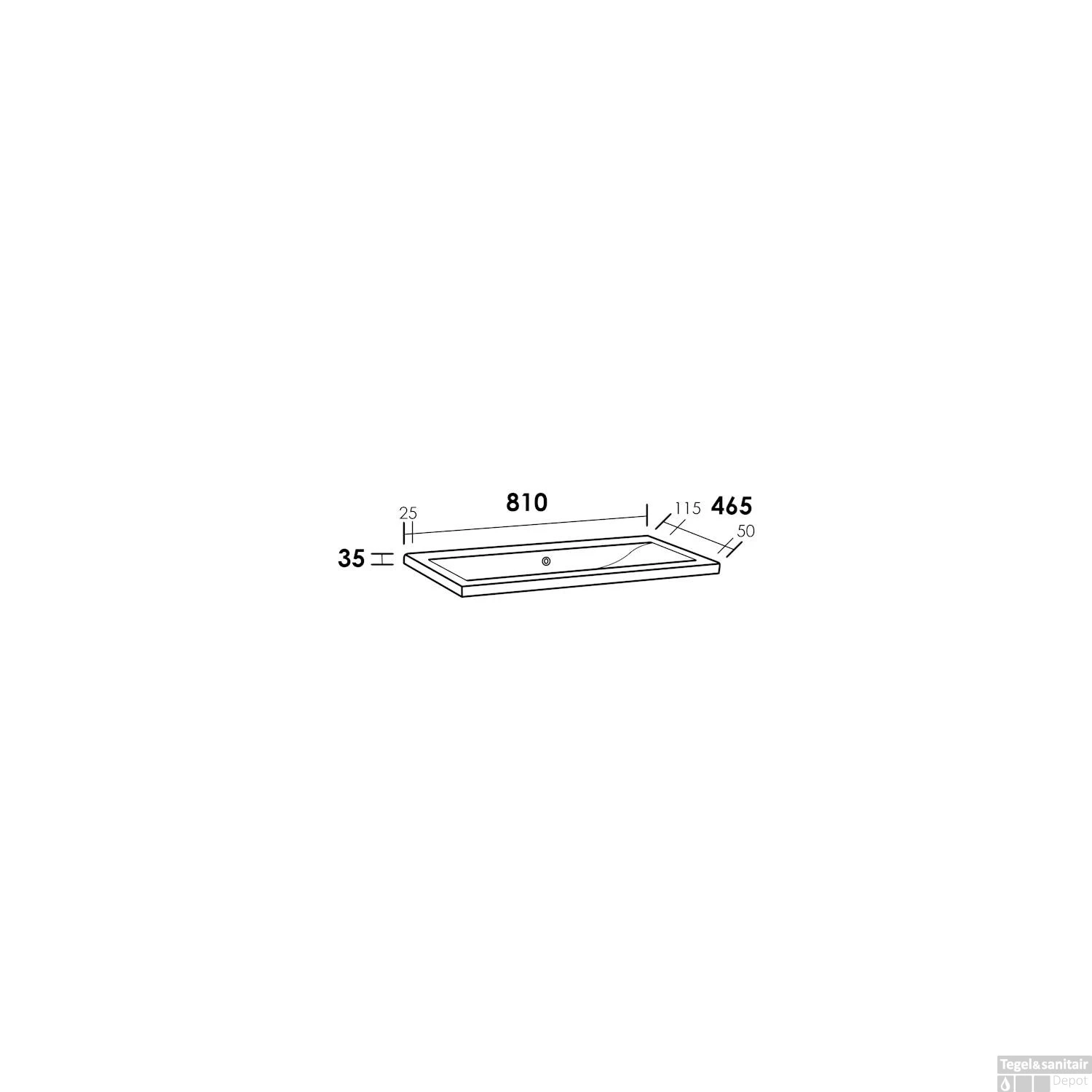 Wastafelblad Bari 80 0 Kraangaten 5 Wastafelblad Bari 80 0 Kraangaten - Afbeelding 3