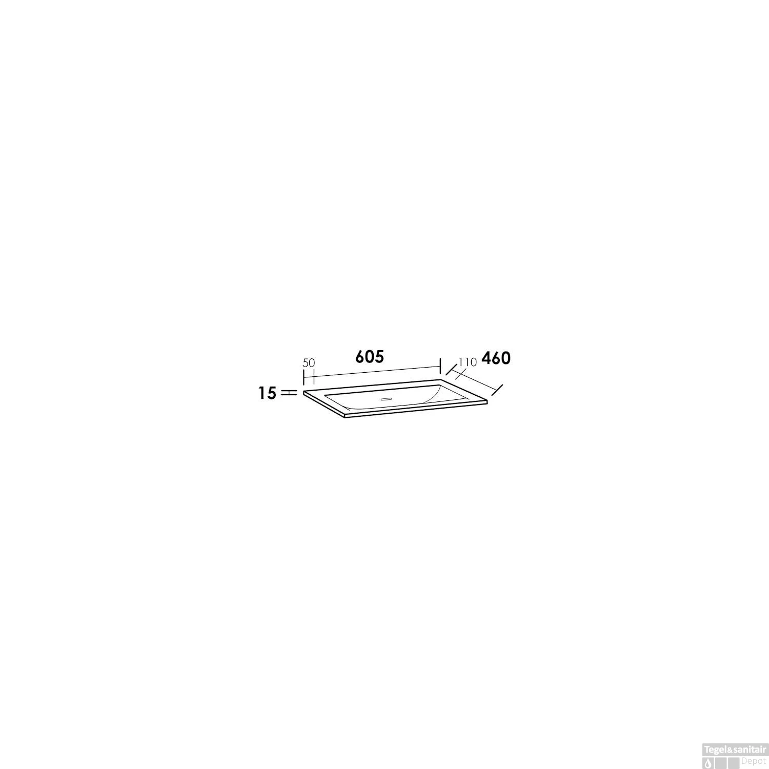 Wastafelblad Furiosa Mat 60 1 Kraangat 5 Wastafelblad Furiosa Mat 60 1 Kraangat - Afbeelding 3