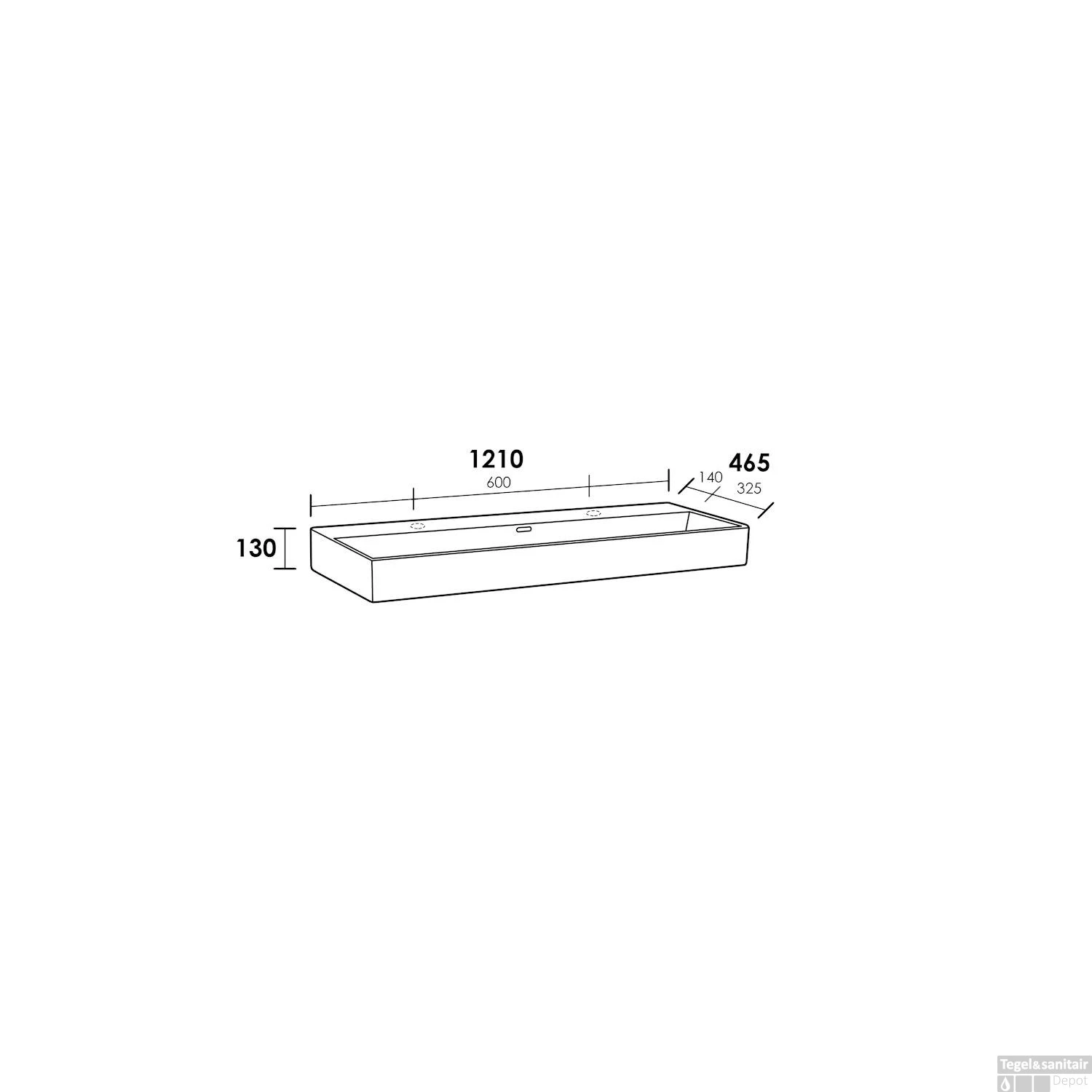Wastafelblad Legend 120-1 2 Kraangaten Mat Zwart 5 Wastafelblad Legend 120-1 2 Kraangaten Mat Zwart - Afbeelding 3