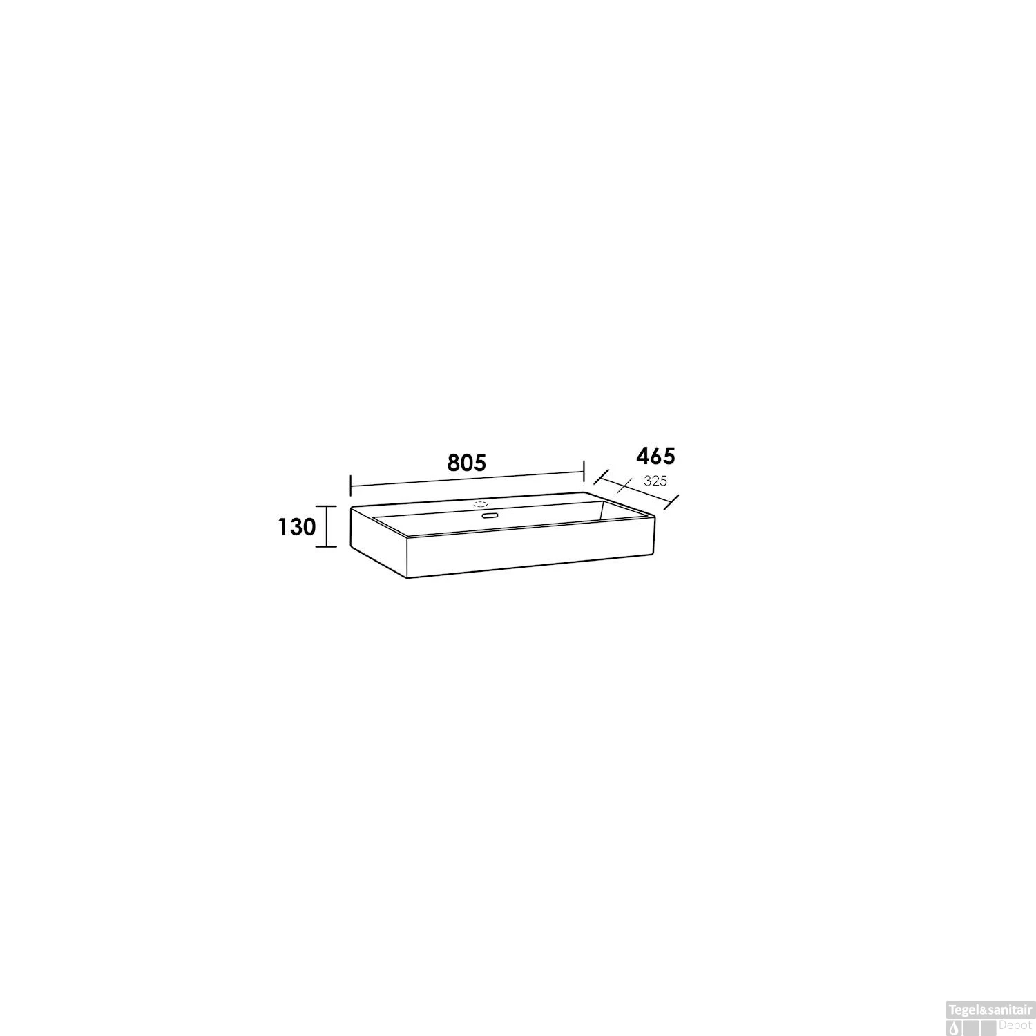 Wastafelblad Legend 80 1 Kraangat Mat Zwart 5 Wastafelblad Legend 80 1 Kraangat Mat Zwart - Afbeelding 3
