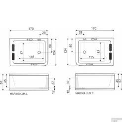 Whirlpool Kerra Marika 170x124x57 Cm Links 2 Persoons -Sealkin Badkamermeubilair Winkel whirlpool kerra marika 170x124x57 cm rechts tech 1