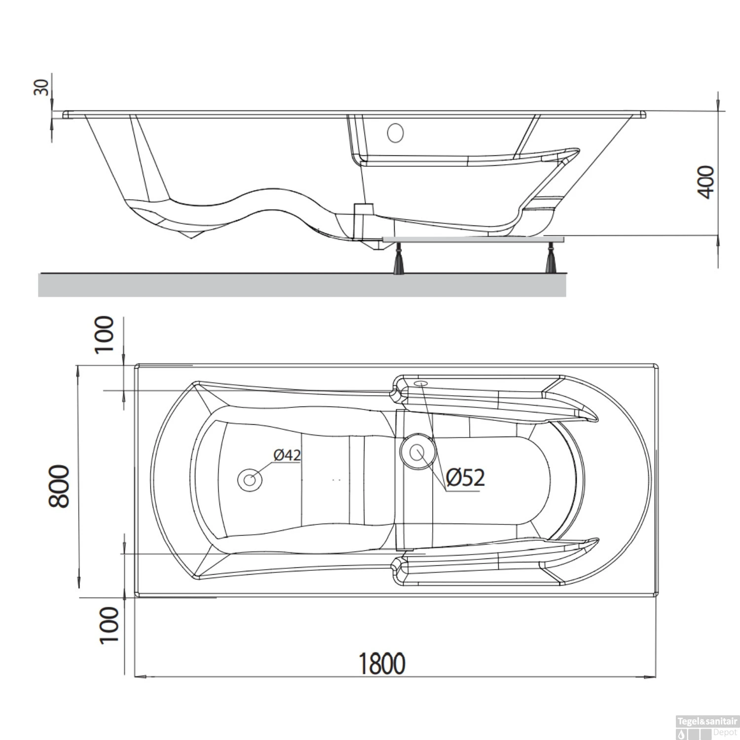 Whirlpoolbad Allibert Moovance Essentia 180x80x53 Cm Incl. Poten Wit 7 Whirlpoolbad Allibert Moovance Essentia 180x80x53 Cm Incl. Poten Wit - Afbeelding 5