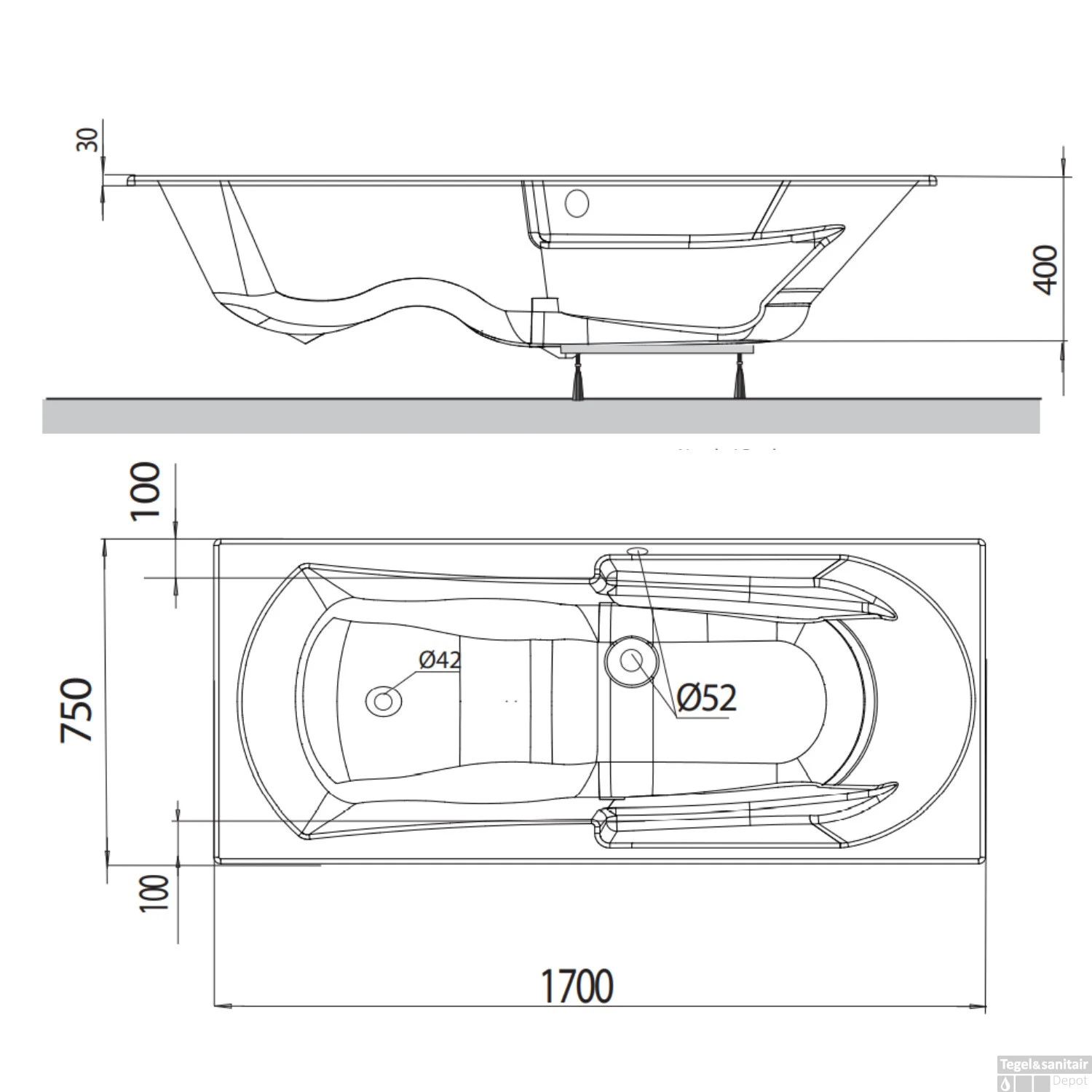 Whirlpoolbad Allibert Moovance Intensia 180x80x53 Cm Incl Badpoten Wit 6 Whirlpoolbad Allibert Moovance Intensia 180x80x53 Cm Incl Badpoten Wit - Afbeelding 4