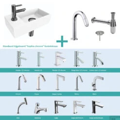 FonteinPack Ink Versus Links Glans Wit Chroom (Keuze Uit 20 Kranen)