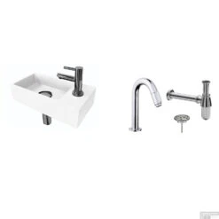 FonteinPack Ink Versus Rechts Mat Wit Chroom (Keuze Uit 20 Kranen) -Sealkin Badkamermeubilair Winkel wit rechts chroom shop