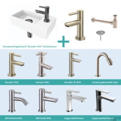 FonteinPack Ink Versus Rechts Glans Wit RVS (Keuze Uit 8 Kranen)