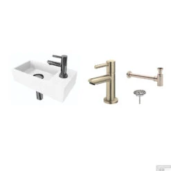 FonteinPack Ink Versus Rechts Mat Wit RVS (Keuze Uit 8 Kranen) -Sealkin Badkamermeubilair Winkel wit rechts rvs shop 1