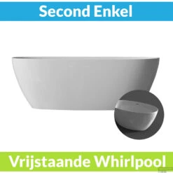 Vrijstaande Whirlpool BWS Second 170x82x58 Cm Luchtsysteem Glans Wit (afvoer Optioneel)