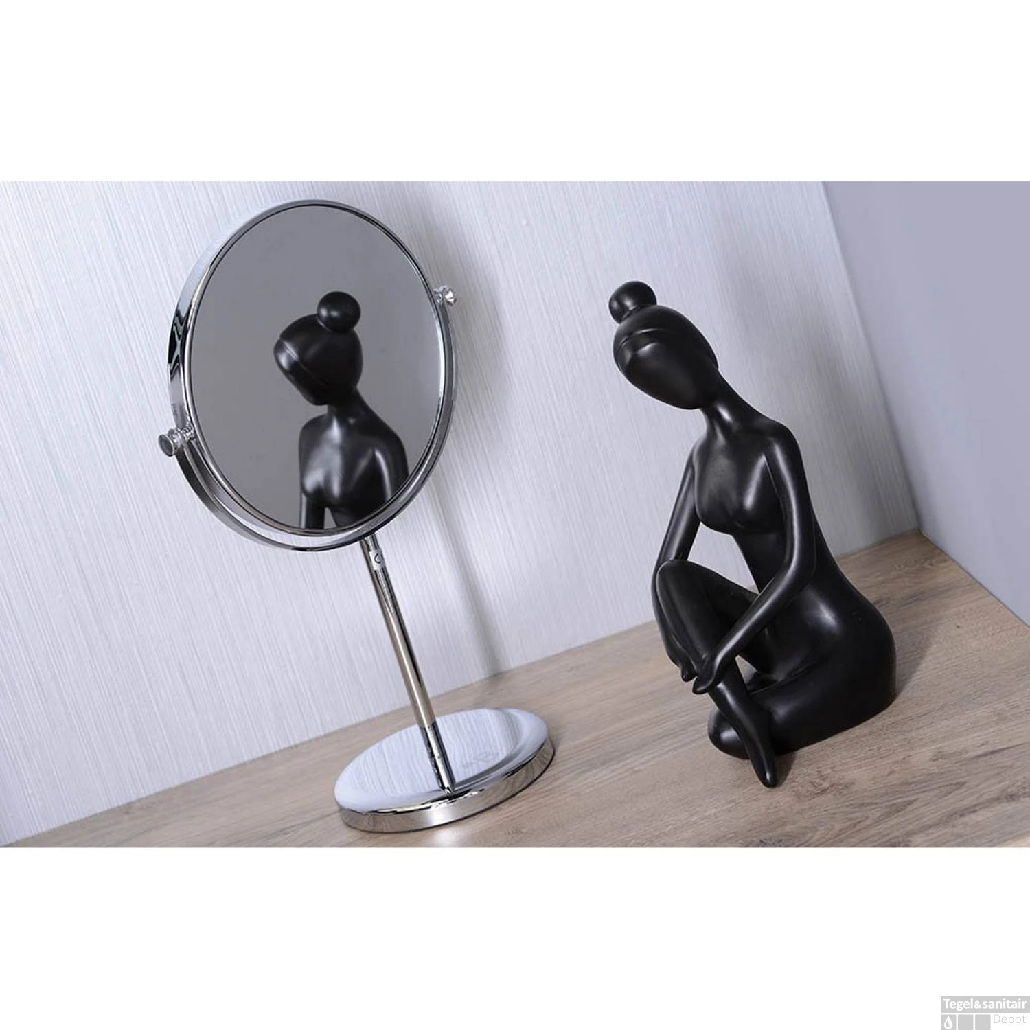 Vrijstaande Kaptafel Spiegel Sapho Rond 20 Cm Chroom 4 Vrijstaande Kaptafel Spiegel Sapho Rond 20 Cm Chroom - Afbeelding 2