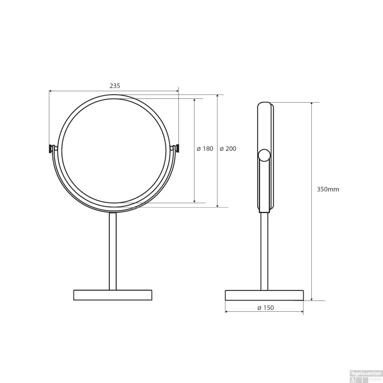 Vrijstaande Kaptafel Spiegel Sapho Rond 20 Cm Chroom 5 Vrijstaande Kaptafel Spiegel Sapho Rond 20 Cm Chroom - Afbeelding 3