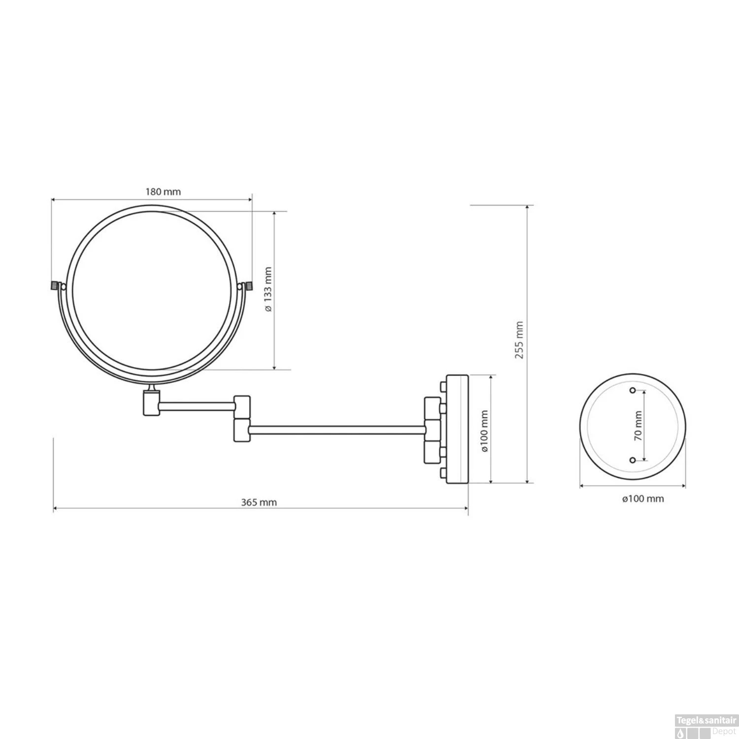 Make-up / Scheerspiegel Sapho Wandmontage Rond 15 Cm Brons 7 Make-up / Scheerspiegel Sapho Wandmontage Rond 15 Cm Brons - Afbeelding 5