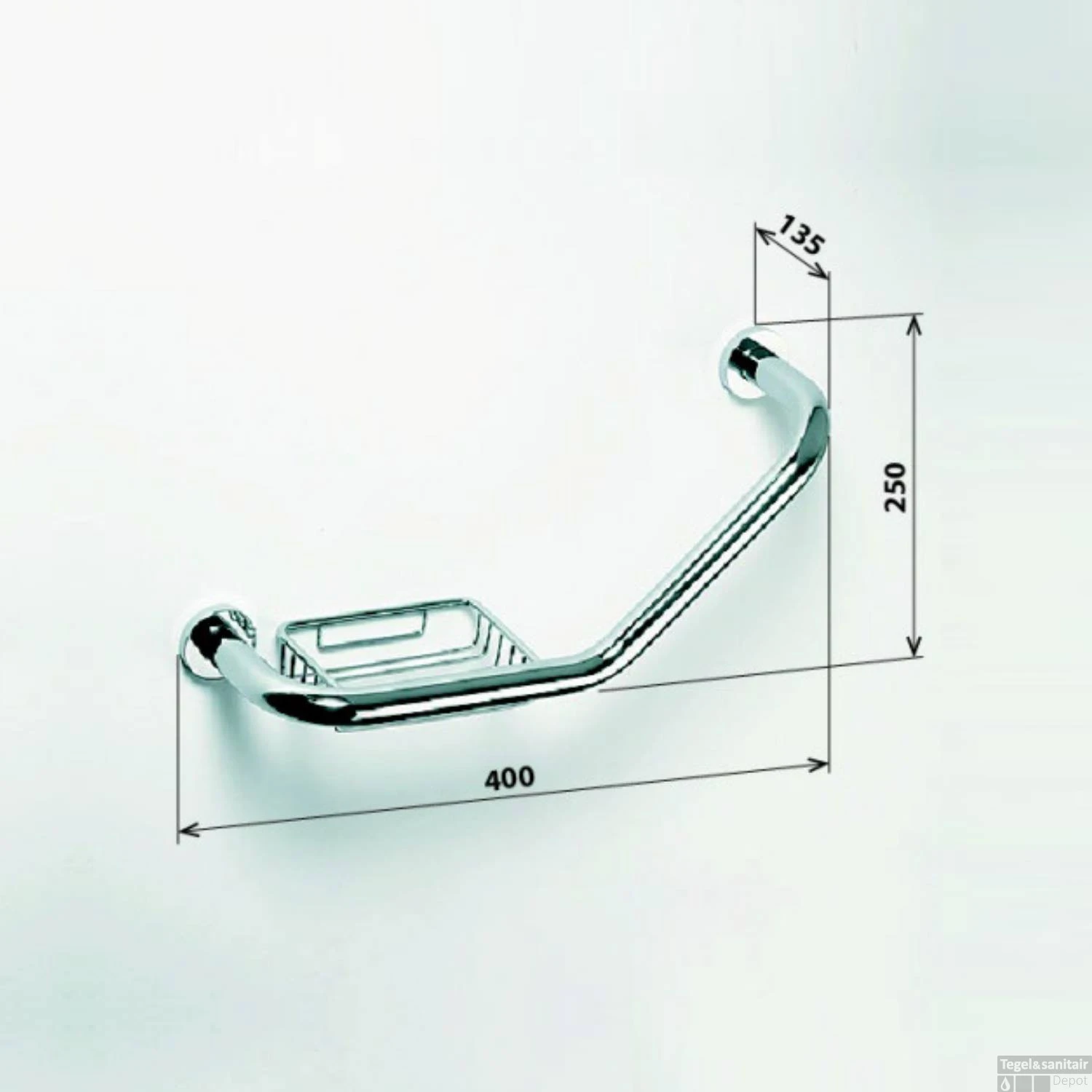 Handgreep Sapho X-Round 40 Cm Met Zeephouder Chroom 4 Handgreep Sapho X-Round 40 Cm Met Zeephouder Chroom - Afbeelding 2