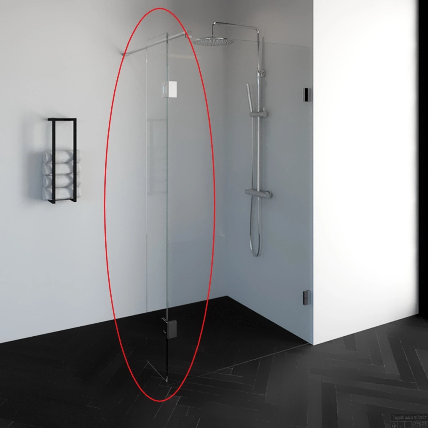 Zijwand Draaibaar Profielloos Just Creating DZ1 30 Cm Zonder Beslag Omkeerbaar Helder Glas