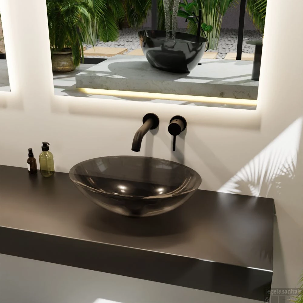 MONDIAZ ZOI Waskom Transparant 50cm Kleur Black 3 MONDIAZ ZOI Waskom Transparant 50cm Kleur Black