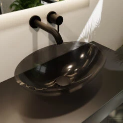 MONDIAZ ZOI Waskom Transparant 50cm Kleur Black 10 MONDIAZ ZOI Waskom Transparant 50cm Kleur Black -Sealkin Badkamermeubilair Winkel zoicrystalblackplurban00012 11882514483004